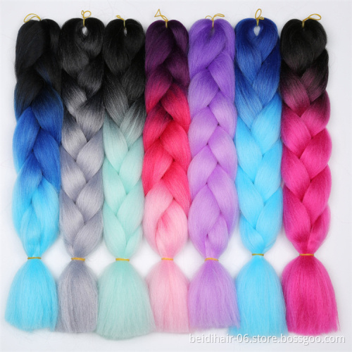 African Synthetic Hair For Braids Extensions Fibre Jumbo Hair Braid Color Pre-Stretched Synthetic Braiding Hair